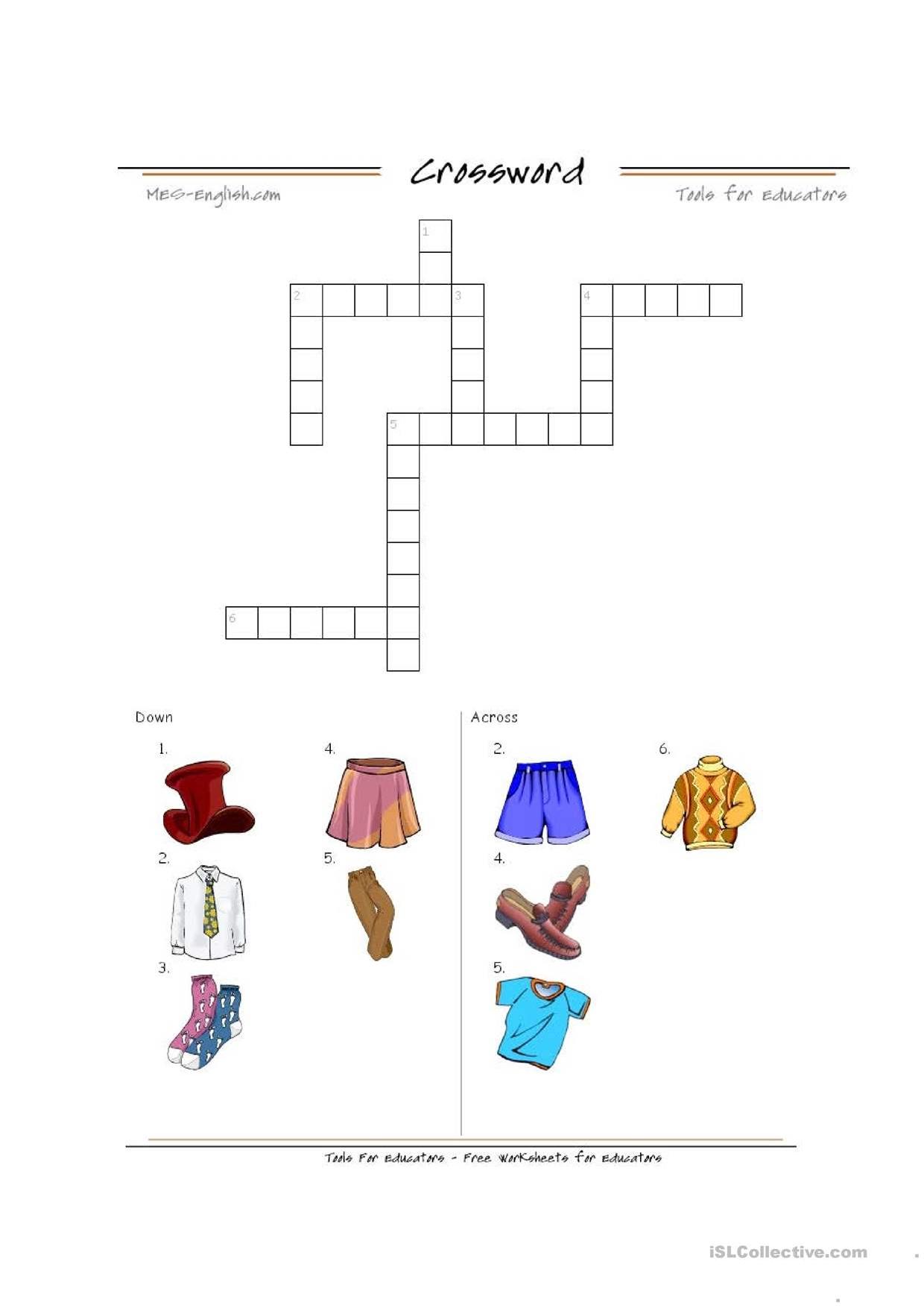 Clothes Crosswords
