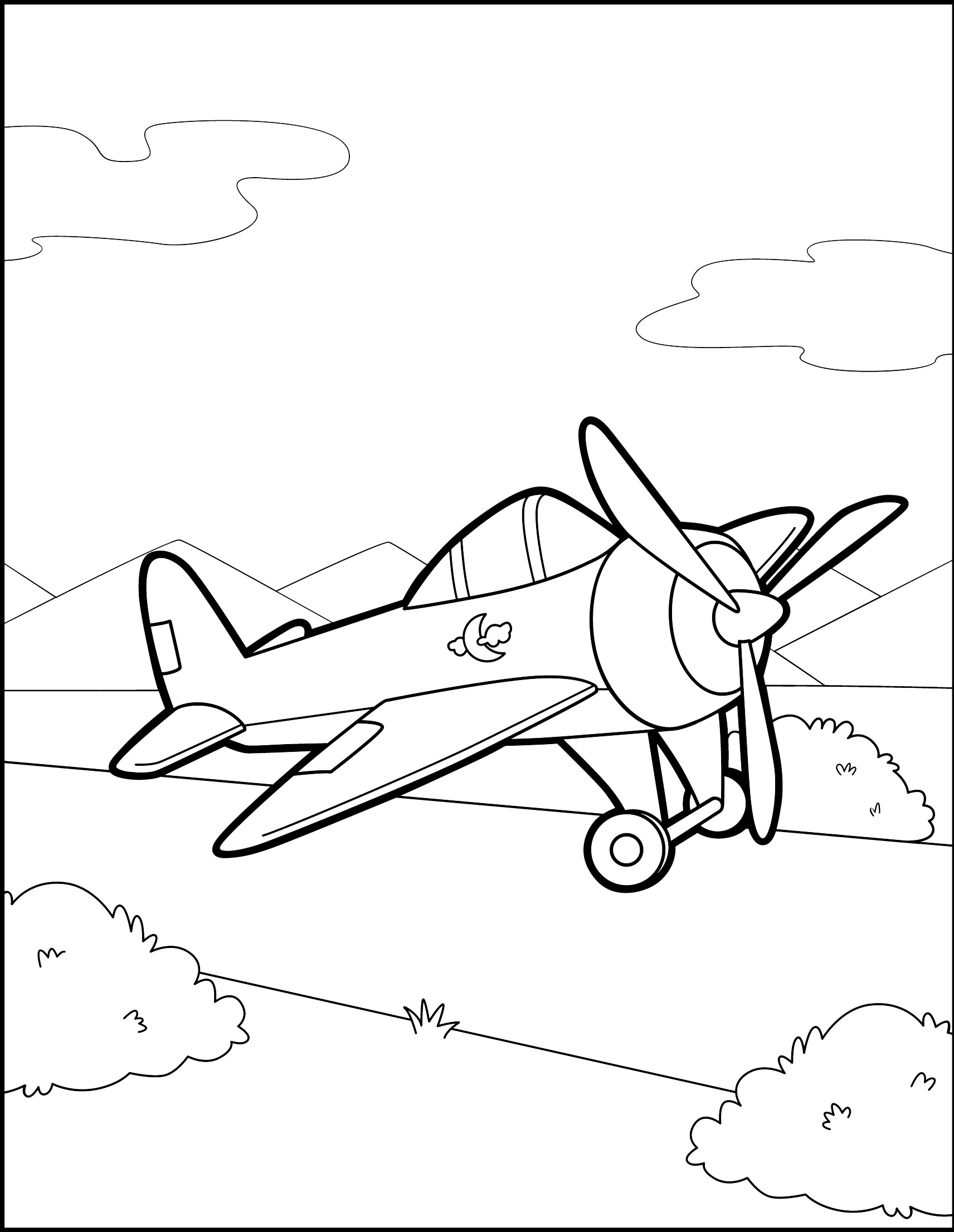 Plane at the runway coloring pages   Hellokids.com