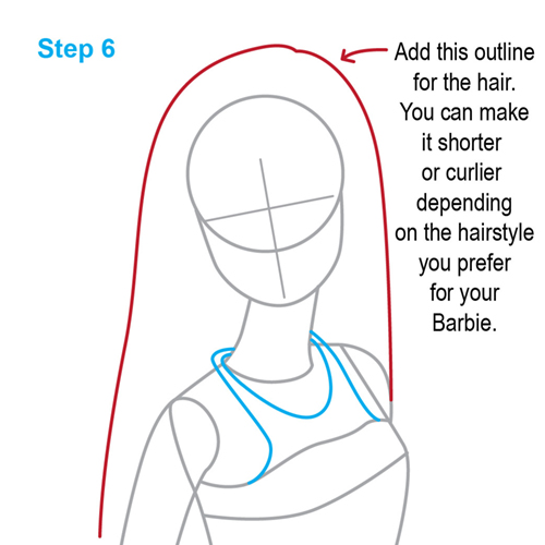 drawing of barbie step by step