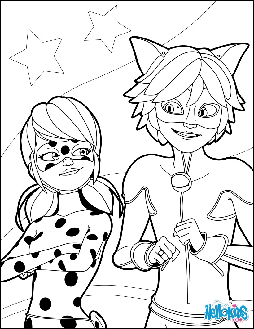 Ladybug and chat noir coloring pages - Hellokids.com