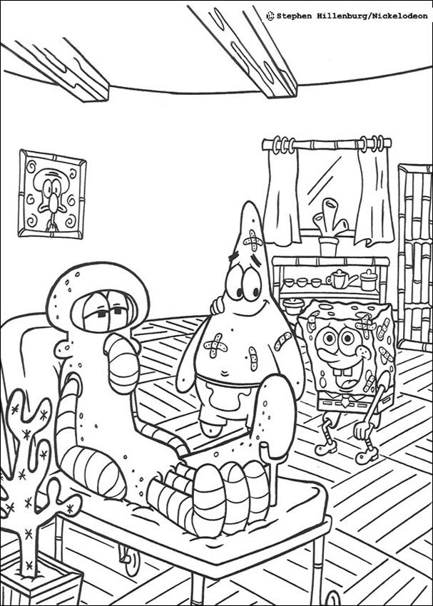 Sponge bob and his friends: patrick star and squidward coloring pages