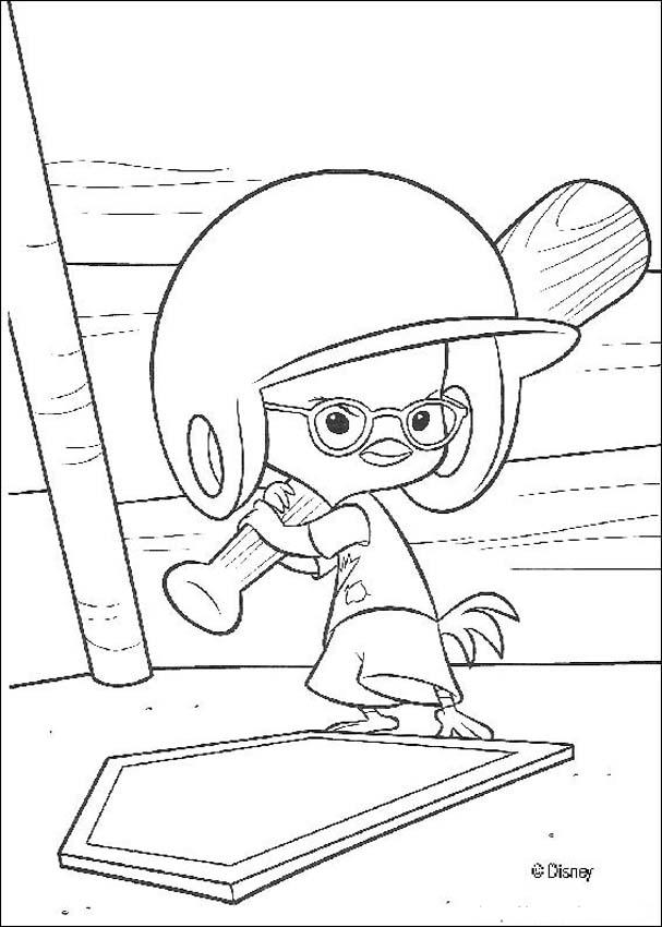 Chicken Little Baseball Swing Coloring Pages Hellokids