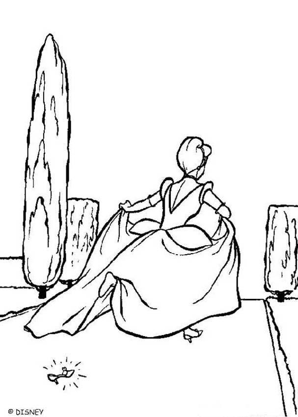 Cinderella Ball Gown Coloring Pages Hellokids Slipper Page Disney Book