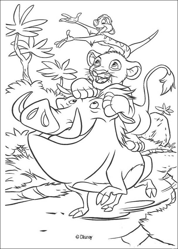 Simba, timon and pumbaa play coloring pages - Hellokids.com