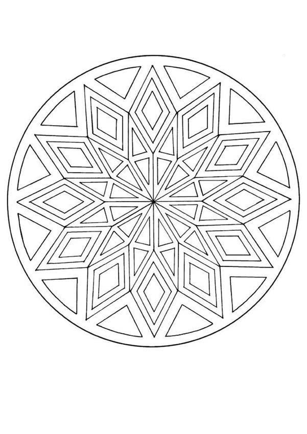 Diamond pattern mandala coloring pages - Hellokids.com