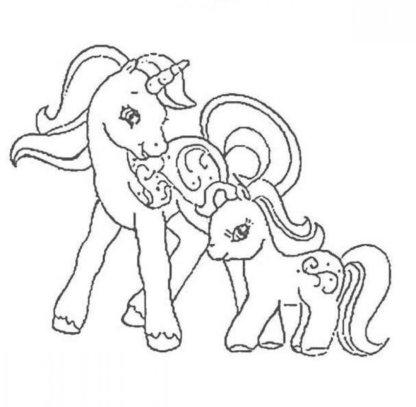 Mother and her baby pony coloring pages - Hellokids.com