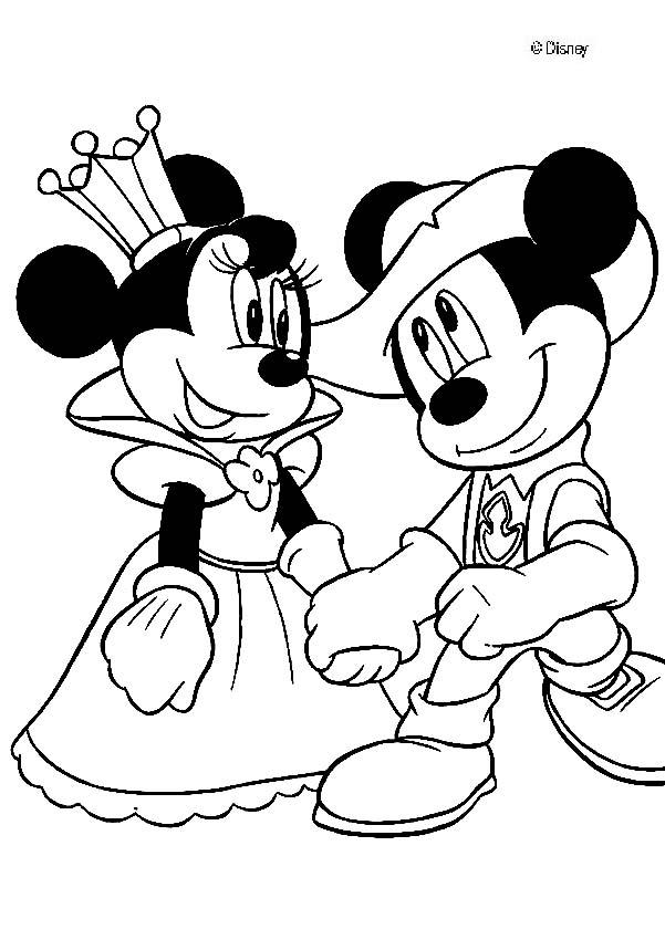 Queen minnie and knight mickey mouse coloring pages 