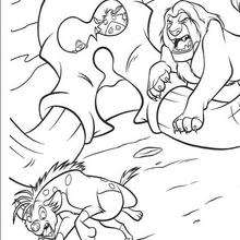 Simba Chases Shenzi The Hyena Coloring Pages Hellokids Com