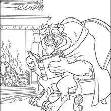 Beast reading - Coloring - Disney coloring pages - Beauty and the Beast coloring pages