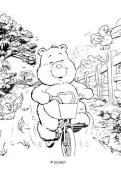 Care Bear with a bicycle - Coloring - CARTOON CHARACTERS Coloring Pages - CARE BEARS coloring pages