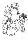 Care Bear and a snowman - Coloring - CARTOON CHARACTERS Coloring Pages - CARE BEARS coloring pages