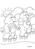 Care Bears rollerskating - Coloring - Famous character coloring pages - Care Bears coloring book pages