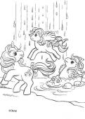 Ponies and a waterfall - Coloring - Cartoon Characters Coloring Pages - My Little Pony coloring book pages