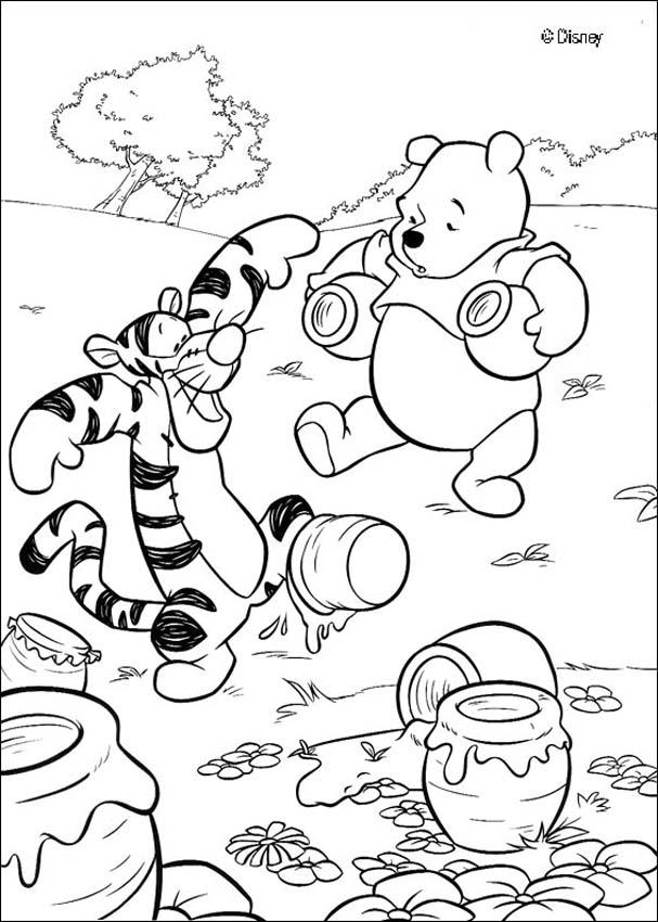 Winnie The Pooh Organizes His Pots Of Honey Coloring Pages 