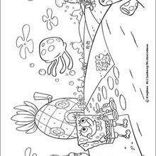 Sponge Bob and his friends - Coloring page - TV SERIES CHARACTERS coloring pages - SPONGE BOB coloring book pages - SPONGE BOB to color