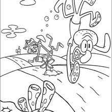 Squidward bicycle accident - Coloring page - CHARACTERS coloring pages - TV SERIES CHARACTERS coloring pages - SPONGE BOB coloring book pages - SQUIWARD coloring pages
