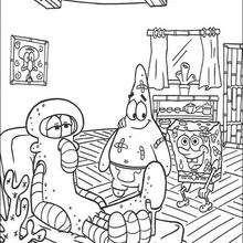 Sponge Bob and his friends: Patrick Star and Squidward - Coloring page - TV SERIES CHARACTERS coloring pages - SPONGE BOB coloring book pages - SQUIWARD coloring pages