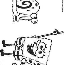 Sponge Bob and his house-pet Gary the snail - Coloring page - TV SERIES CHARACTERS coloring pages - SPONGE BOB coloring book pages - SPONGE BOB to color