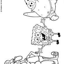 Happy Sponge Bob's friends - Coloring page - TV SERIES CHARACTERS coloring pages - SPONGE BOB coloring book pages - PATRICK STAR coloring pages