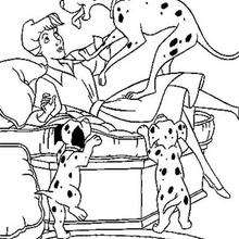 Anita, Pongo and puppies - Coloring page - DISNEY coloring pages - 101 Dalmatians coloring pages