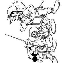 Sword fight between Mickey Mouse, Donald Duck and Goofy Goof - Coloring page - DISNEY coloring pages - Donald Duck coloring pages