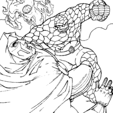 Fantastic heroes Fight Dr. Doom coloring page