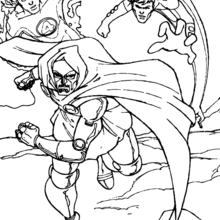 Human Torch, Mr Fantastic and Doctor Doom - Coloring page - SUPER HEROES Coloring Pages - FANTASTIC FOUR coloring pages - HUMAN TORCH coloring pages