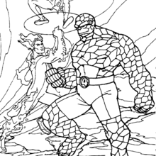 Invisible woman, Human torch and The Thing coloring page