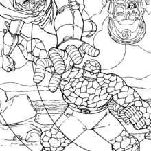 The Thing fighting a duel with Doctor Doom - Coloring page - SUPER HEROES Coloring Pages - FANTASTIC FOUR coloring pages - THE THING coloring pages