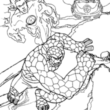 Human Torch and The Thing - Coloring page - SUPER HEROES Coloring Pages - FANTASTIC FOUR coloring pages - HUMAN TORCH coloring pages