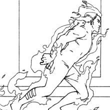 Human torch walking - Coloring page - SUPER HEROES Coloring Pages - FANTASTIC FOUR coloring pages - HUMAN TORCH coloring pages