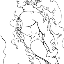 Flying human torch - Coloring page - SUPER HEROES Coloring Pages - FANTASTIC FOUR coloring pages - HUMAN TORCH coloring pages