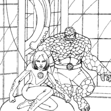 Mr Fantastic, invisible woman and The Thing - Coloring page - SUPER HEROES Coloring Pages - FANTASTIC FOUR coloring pages - MR FANTASTIC coloring pages