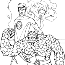 Three heroes - Coloring page - SUPER HEROES Coloring Pages - FANTASTIC FOUR coloring pages - THE THING coloring pages
