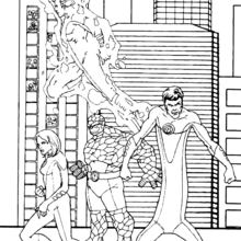 Fantastic four in the city - Coloring page - SUPER HEROES Coloring Pages - FANTASTIC FOUR coloring pages