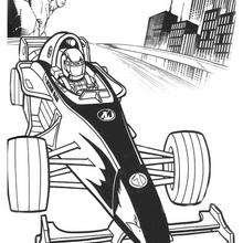 Action Man in Race Car coloring page