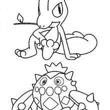 Treecko and Cacnea - Coloring page - MANGA coloring pages - POKEMON coloring pages - GRASS POKEMON coloring pages