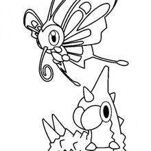 Wurmple and Beautifly - Coloring page - MANGA coloring pages - POKEMON coloring pages