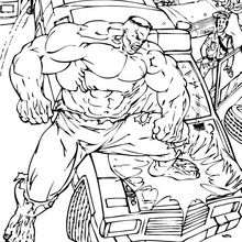 Hulk Stomps on Car coloring page