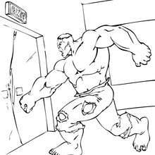 Hulk forcing one's way in - Coloring page - SUPER HEROES Coloring Pages - THE INCREDIBLE HULK coloring pages