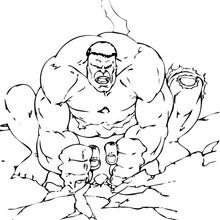 Hulk makes trembling ground - Coloring page - SUPER HEROES Coloring Pages - THE INCREDIBLE HULK coloring pages