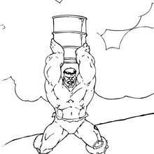 Hulk with a barrel - Coloring page - SUPER HEROES Coloring Pages - THE INCREDIBLE HULK coloring pages