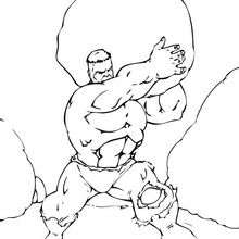 Hulk Lifts Boulder coloring page