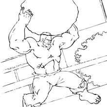 Hulk lift up a rock - Coloring page - SUPER HEROES Coloring Pages - THE INCREDIBLE HULK coloring pages