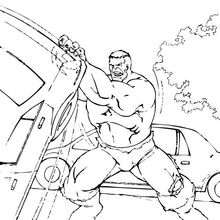 Hulk destroying cars - Coloring page - SUPER HEROES Coloring Pages - THE INCREDIBLE HULK coloring pages