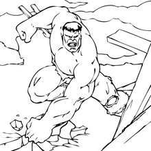Total destruction by The Hulk - Coloring page - SUPER HEROES Coloring Pages - THE INCREDIBLE HULK coloring pages
