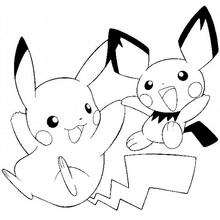 Pikachu and Pichu Pokemon coloring page