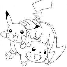 Raichu and Pikachu Pokemon coloring page