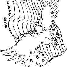 Bald eagle and american flag - Coloring page - HOLIDAY coloring pages - 4th of JULY coloring pages - BALD EAGLE coloring pages