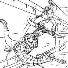 Spiderman attacked by Goblin - Coloring page - SUPER HEROES Coloring Pages - SPIDERMAN coloring pages